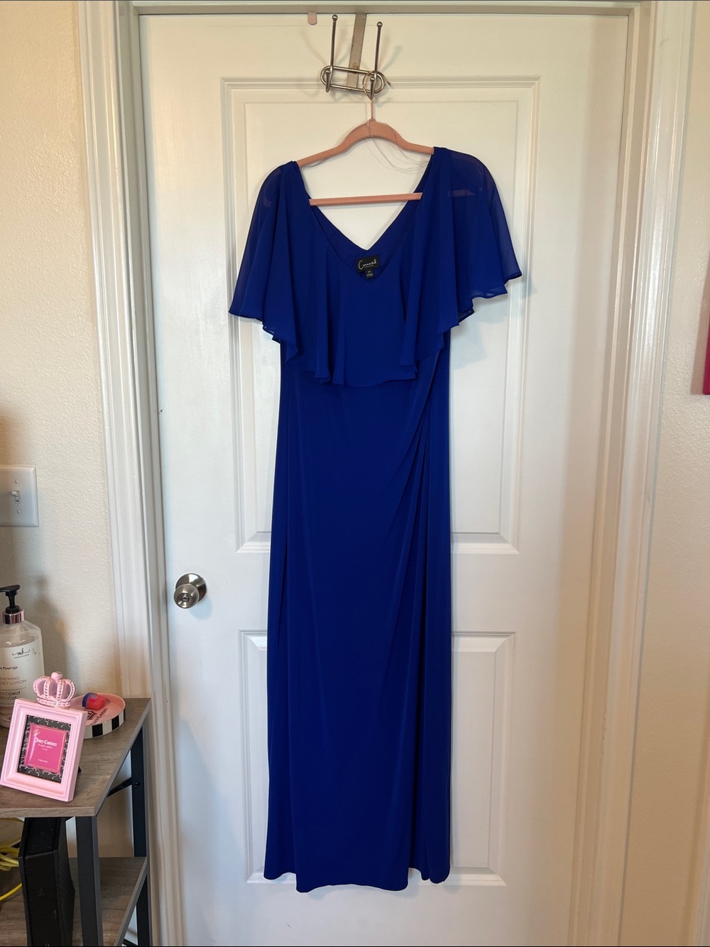 connected apparel Royal Blue Maxi Dress with Flutter Sleeves